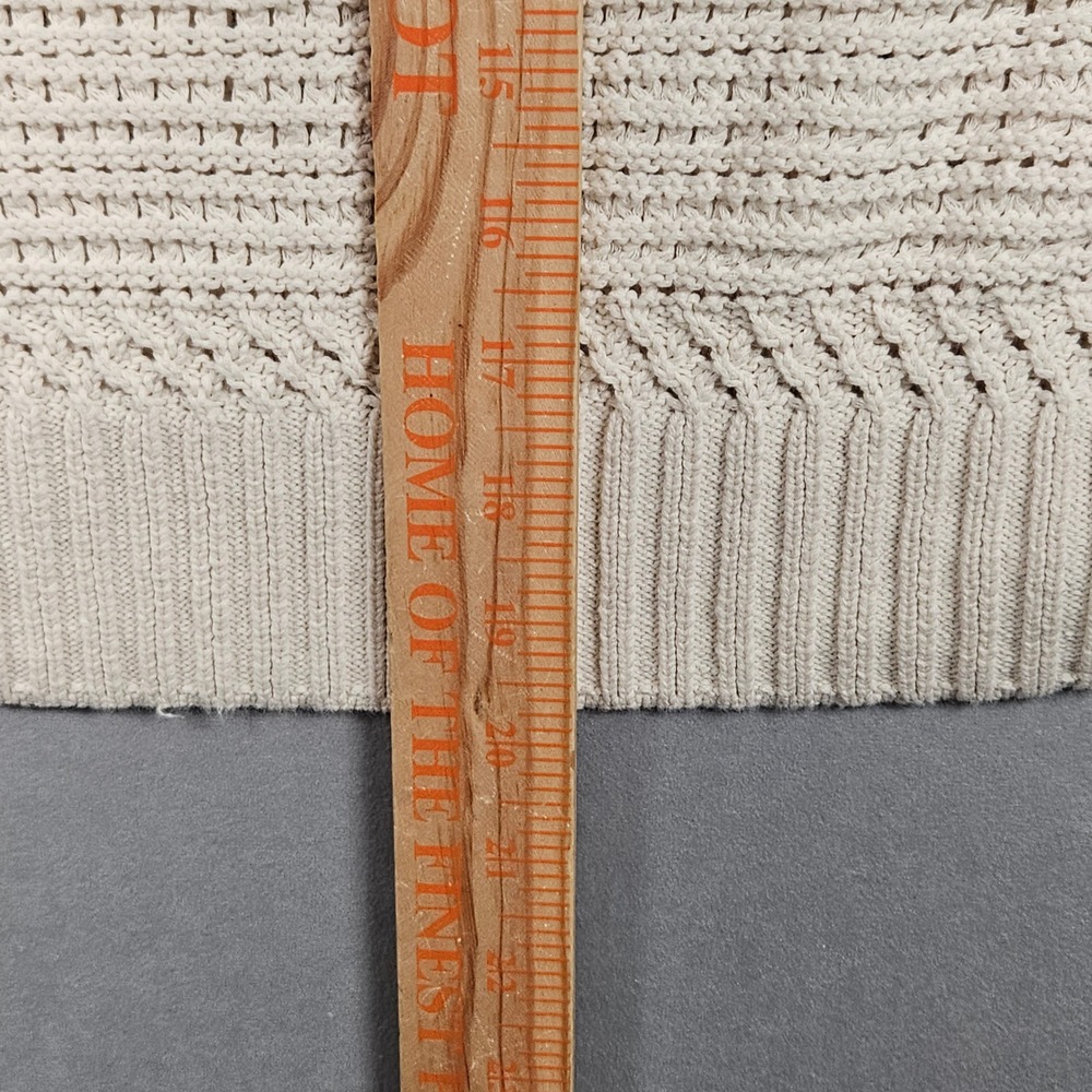 Reiss Bonnie Sweater Womens Medium Cream Open Knit Cotton Ribbed Scallop Neck - Picture 6 of 9